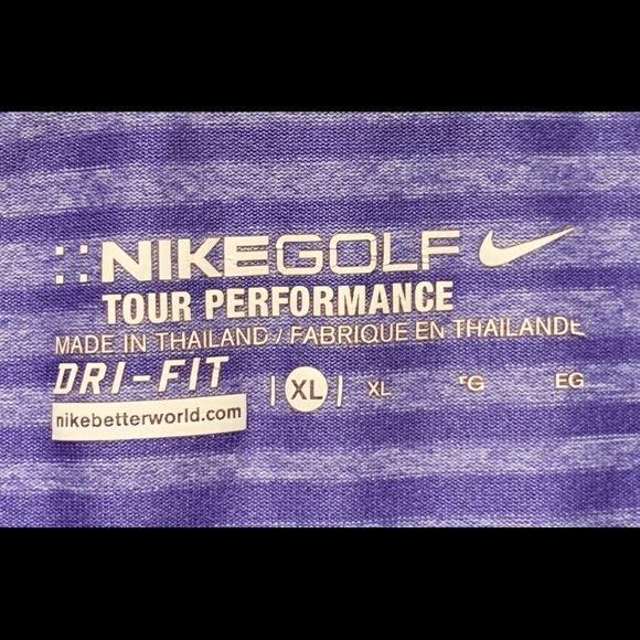 SOLD!!!!! Mens Nike Tour Performance Dri-Fit Golf Polo Purple/Gray Striped XL - Picture 8 of 11